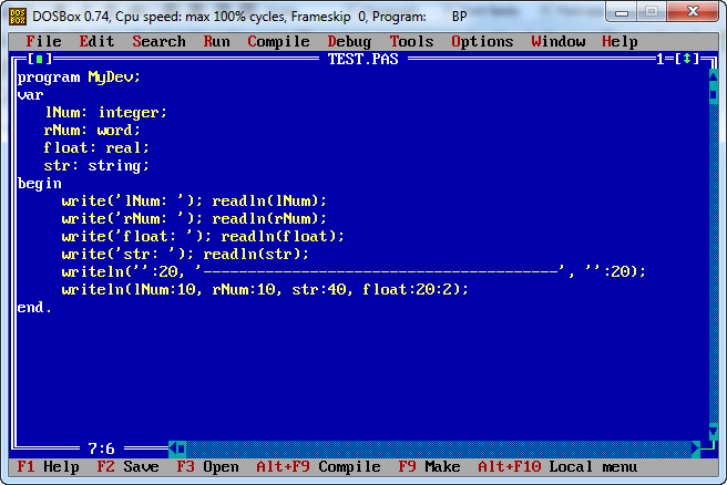 Citirea și scrierea variabilelor, cât și formatarea output-ului, în limbajul de programare Pascal.